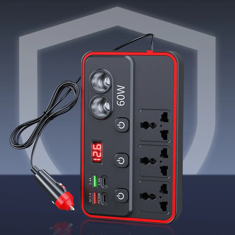 📢📢50% OFF !! Multifunctional Car Charger with AC Outlets & USB-VERSATILE CHARGING HUB
