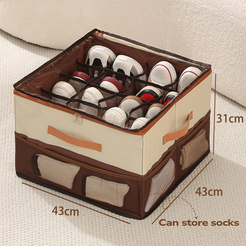 🔥50%OFF🔥👟Space-Saving Fabric Shoe Storage Box with Clear Lid