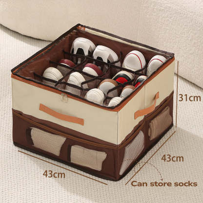 🔥50%OFF🔥👟Space-Saving Fabric Shoe Storage Box with Clear Lid