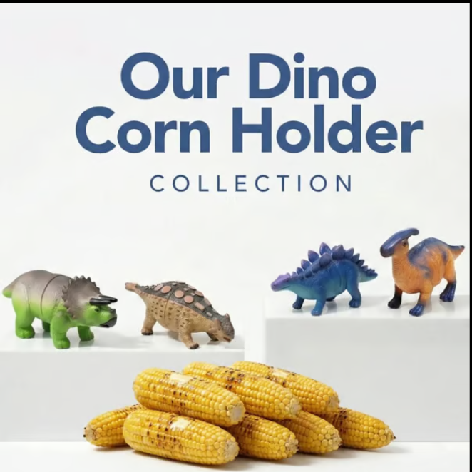 🔥50%OFF🔥Dinosaur Corn Holders for Corn On The Cob - Funny Corn Cob Holder for Kids and Adults with Stainless Steel Prongs 