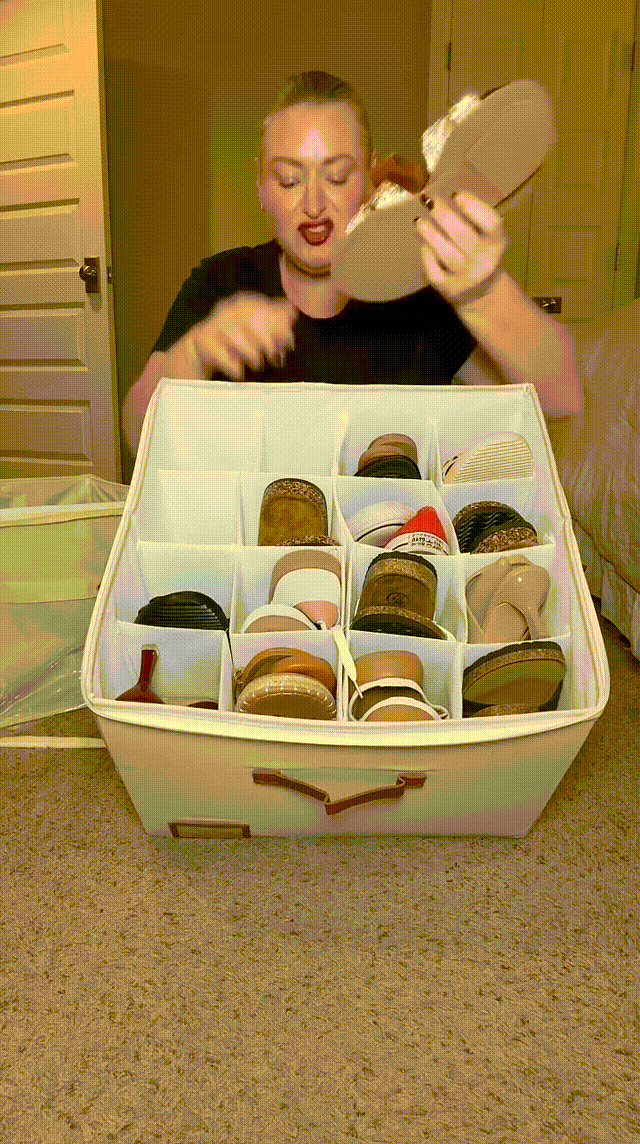 🔥50%OFF🔥👟Space-Saving Fabric Shoe Storage Box with Clear Lid