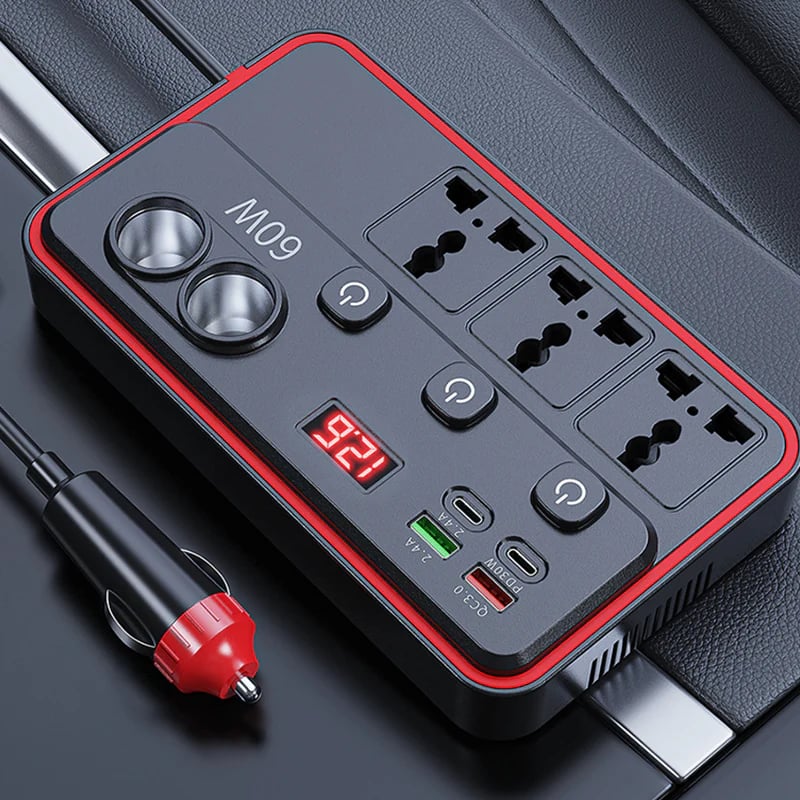 📢📢50% OFF !! Multifunctional Car Charger with AC Outlets & USB-VERSATILE CHARGING HUB