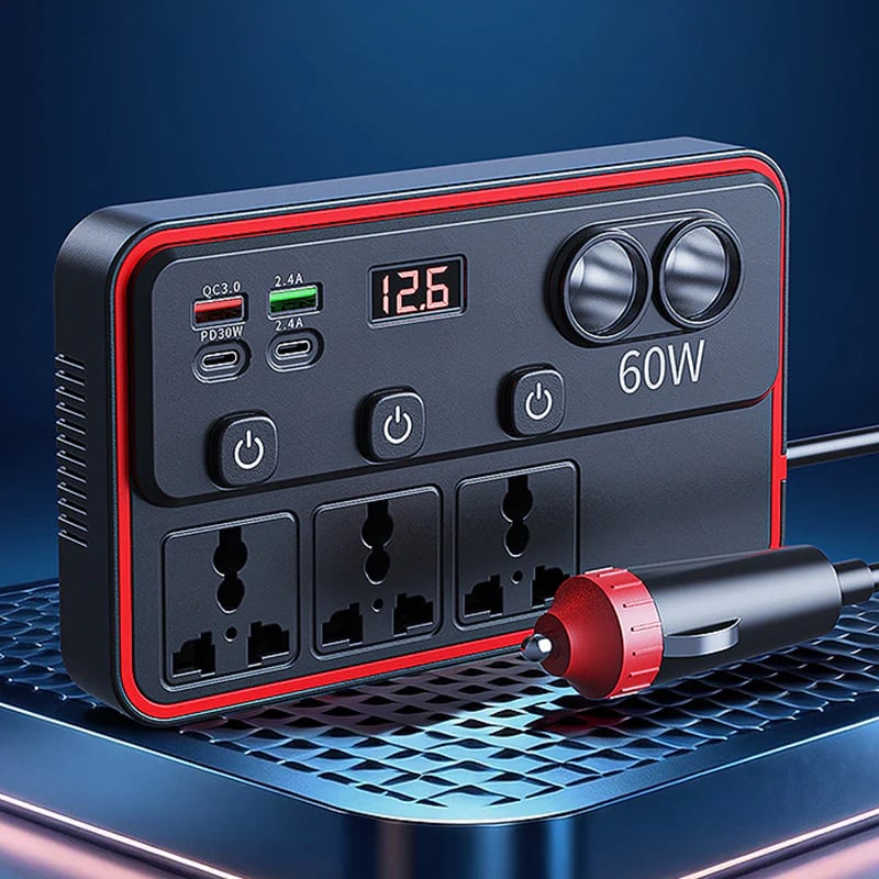 📢📢50% OFF !! Multifunctional Car Charger with AC Outlets & USB-VERSATILE CHARGING HUB