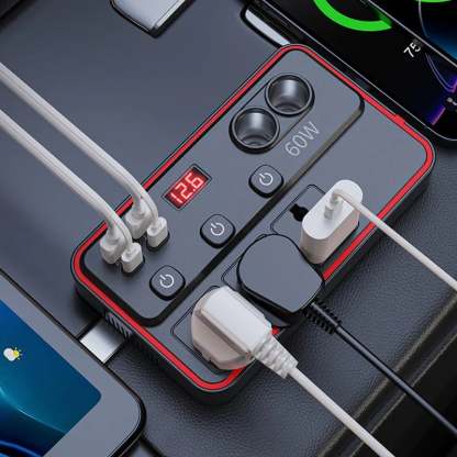 📢📢50% OFF !! Multifunctional Car Charger with AC Outlets & USB-VERSATILE CHARGING HUB