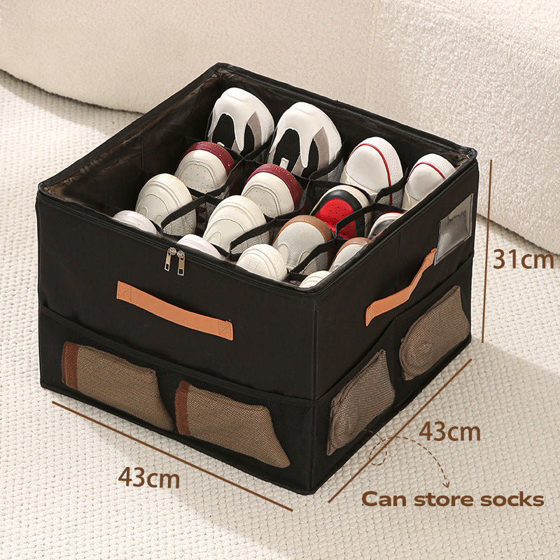 🔥50%OFF🔥👟Space-Saving Fabric Shoe Storage Box with Clear Lid