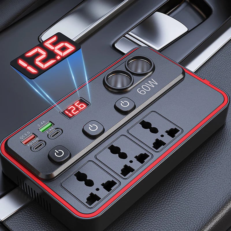 📢📢50% OFF !! Multifunctional Car Charger with AC Outlets & USB-VERSATILE CHARGING HUB