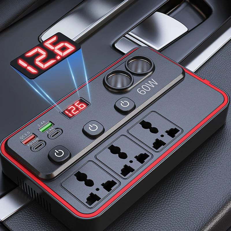 📢📢50% OFF !! Multifunctional Car Charger with AC Outlets & USB-VERSATILE CHARGING HUB