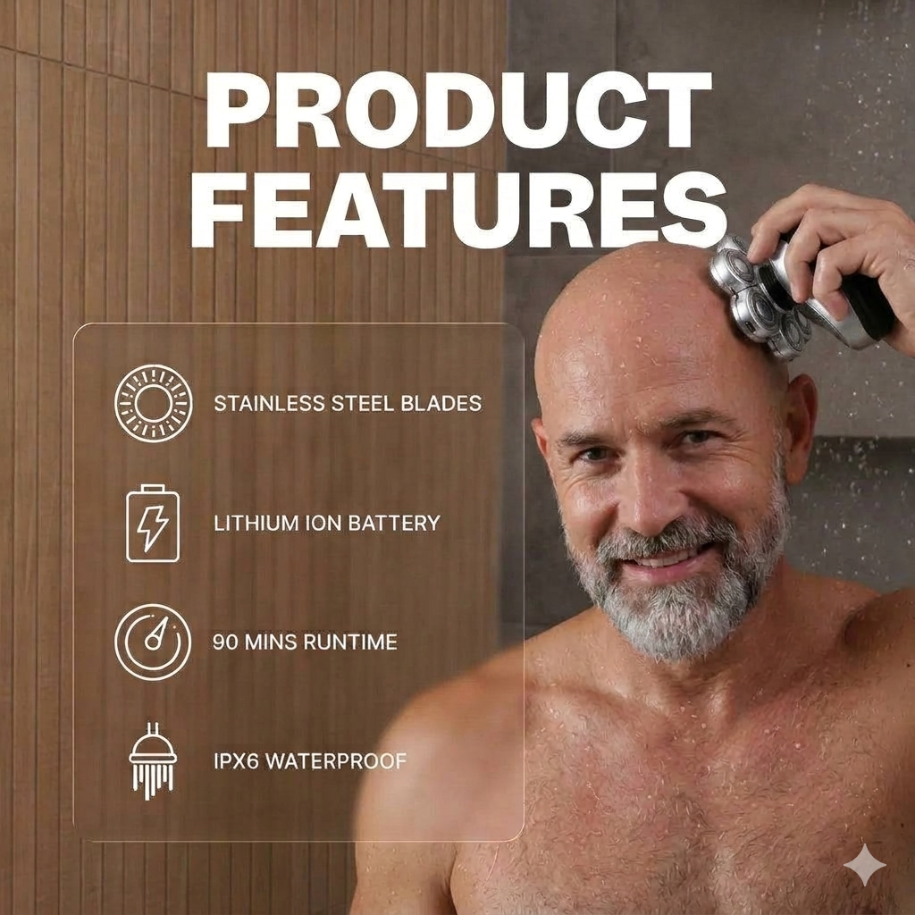 🔥🔥70%OFF🔥🔥  9.0 Ultra Electric Shaver: 9D Floating Razor With Dual-Track Blades & LED Screen