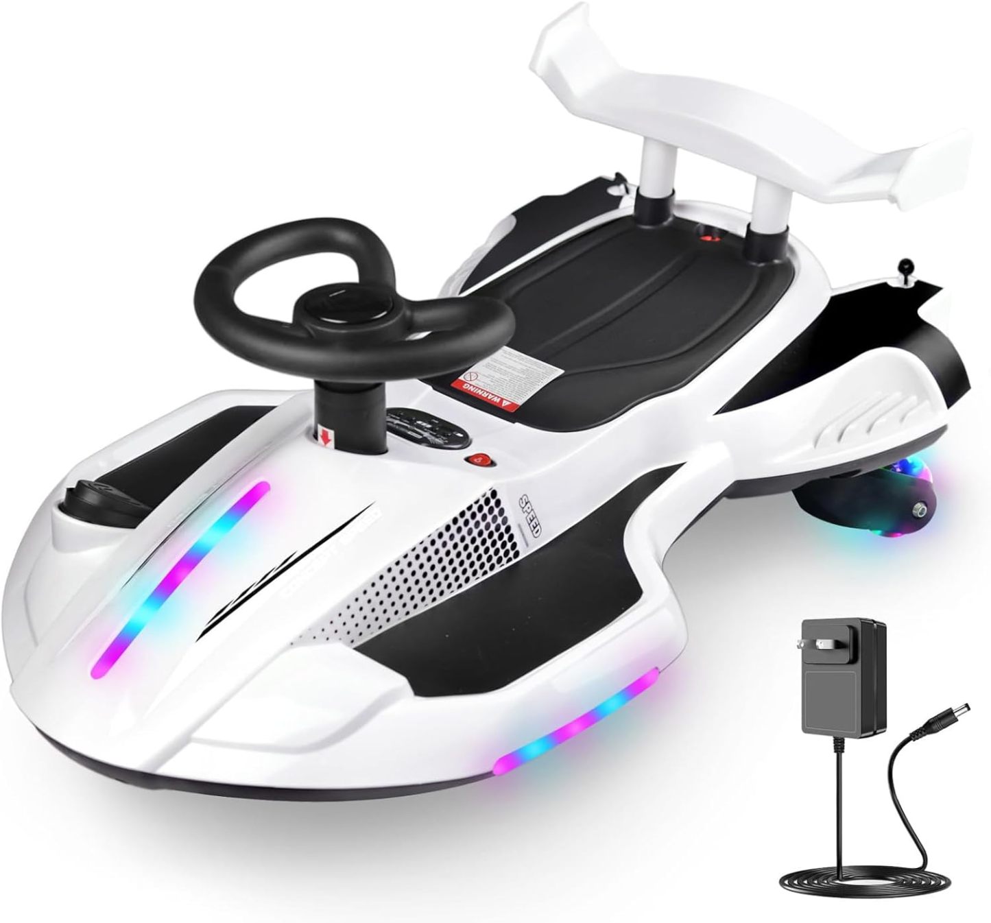 12V Electric Wiggle Car Ride On Toy, Swing Car with Pedal for Kids