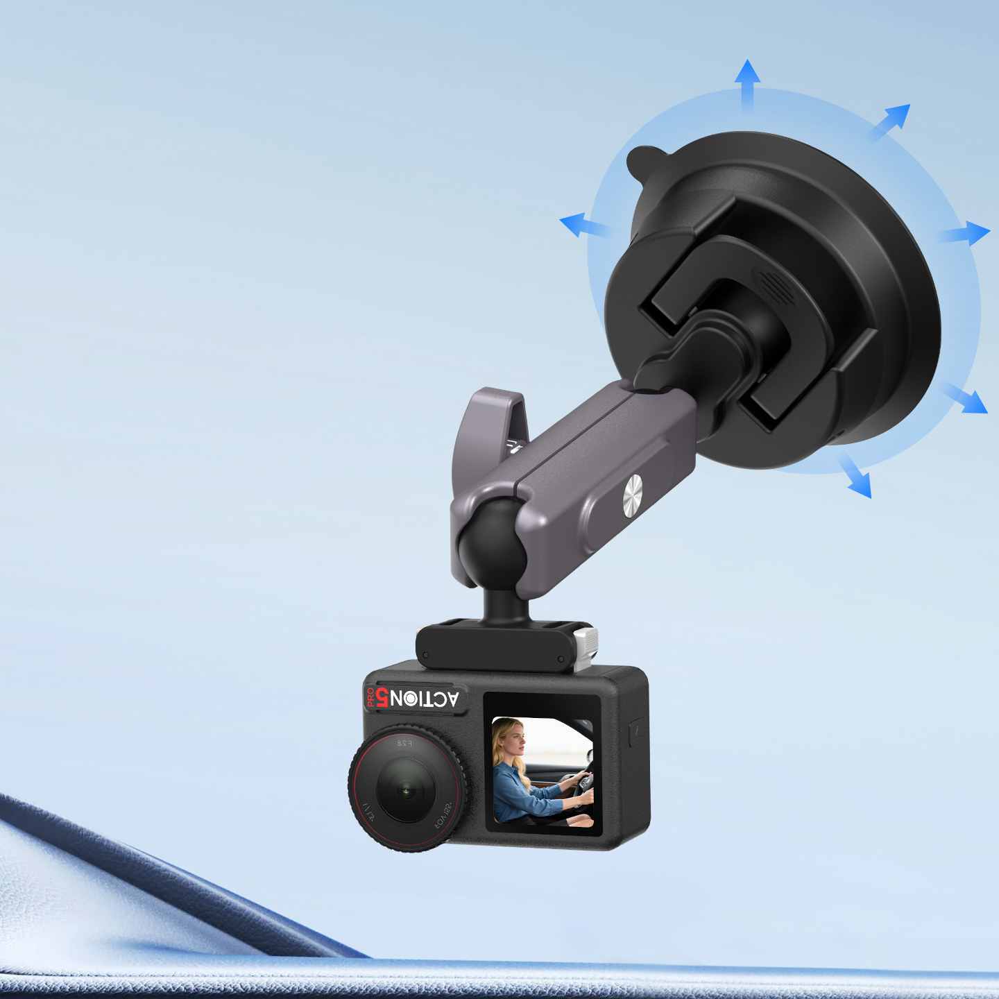 Flymile  Suction Cup Car Holder Mount for DJI Action 6/Nano/Osmo360 II
