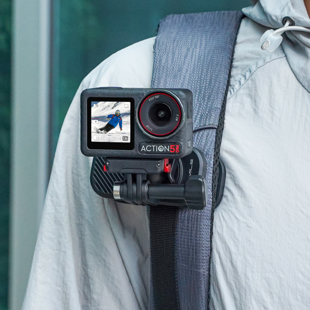 Flymile Magnetic Backpack Clip Clamp Mount for DJI Action 5 Pro/OSMO Nano/Insta360 X5