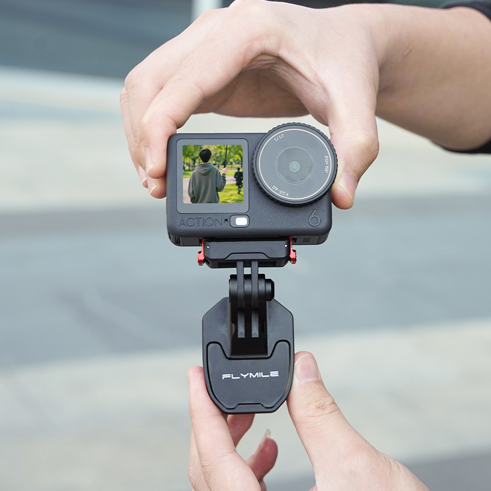 Flymile Motorcycle Windshield Clip Camera Mount for DJI OSMO Action 6 