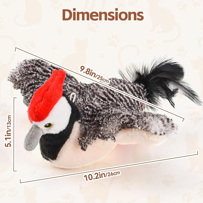 🔥Interactive Cat Toys, Rechargeable Chirping Flapping Bird with Catnip for Indoor Cats