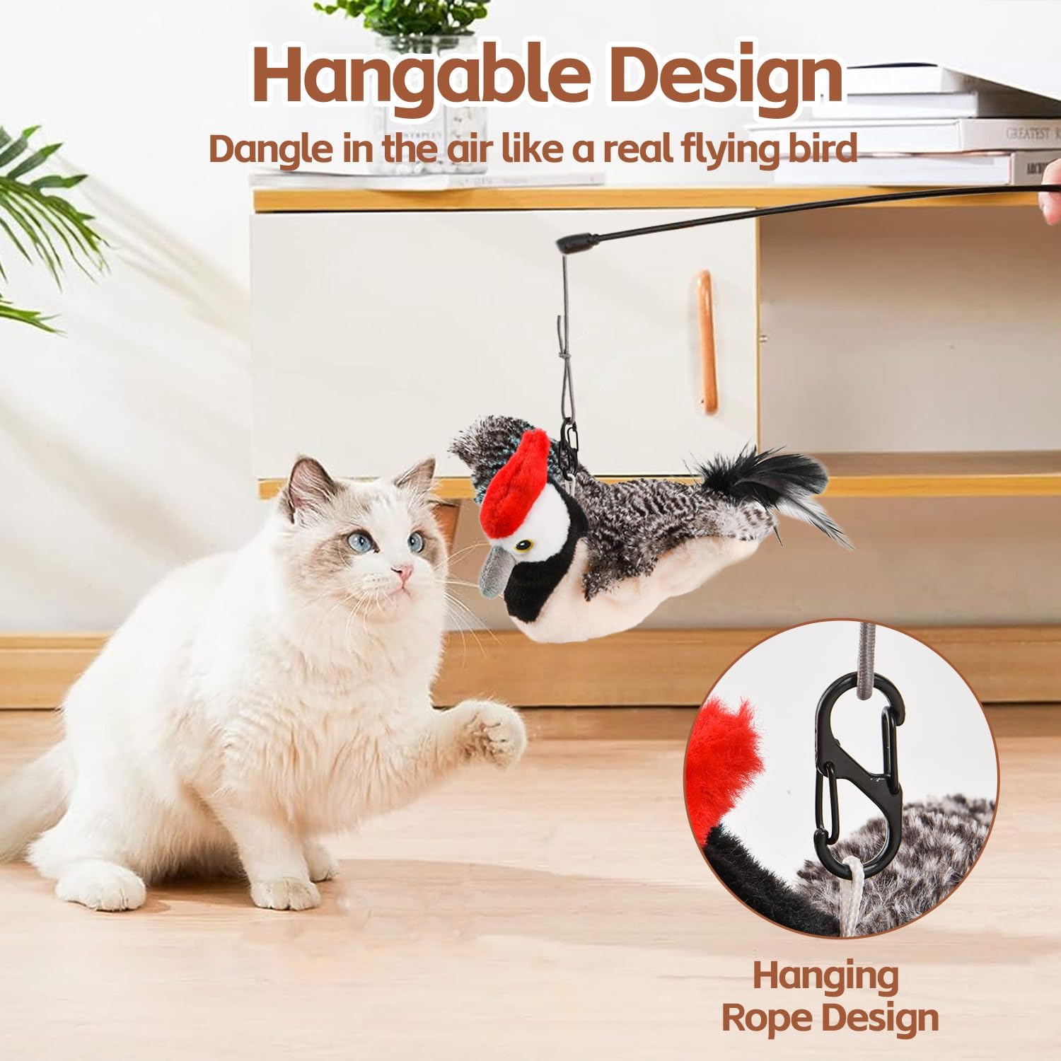 🔥Interactive Cat Toys, Rechargeable Chirping Flapping Bird with Catnip for Indoor Cats