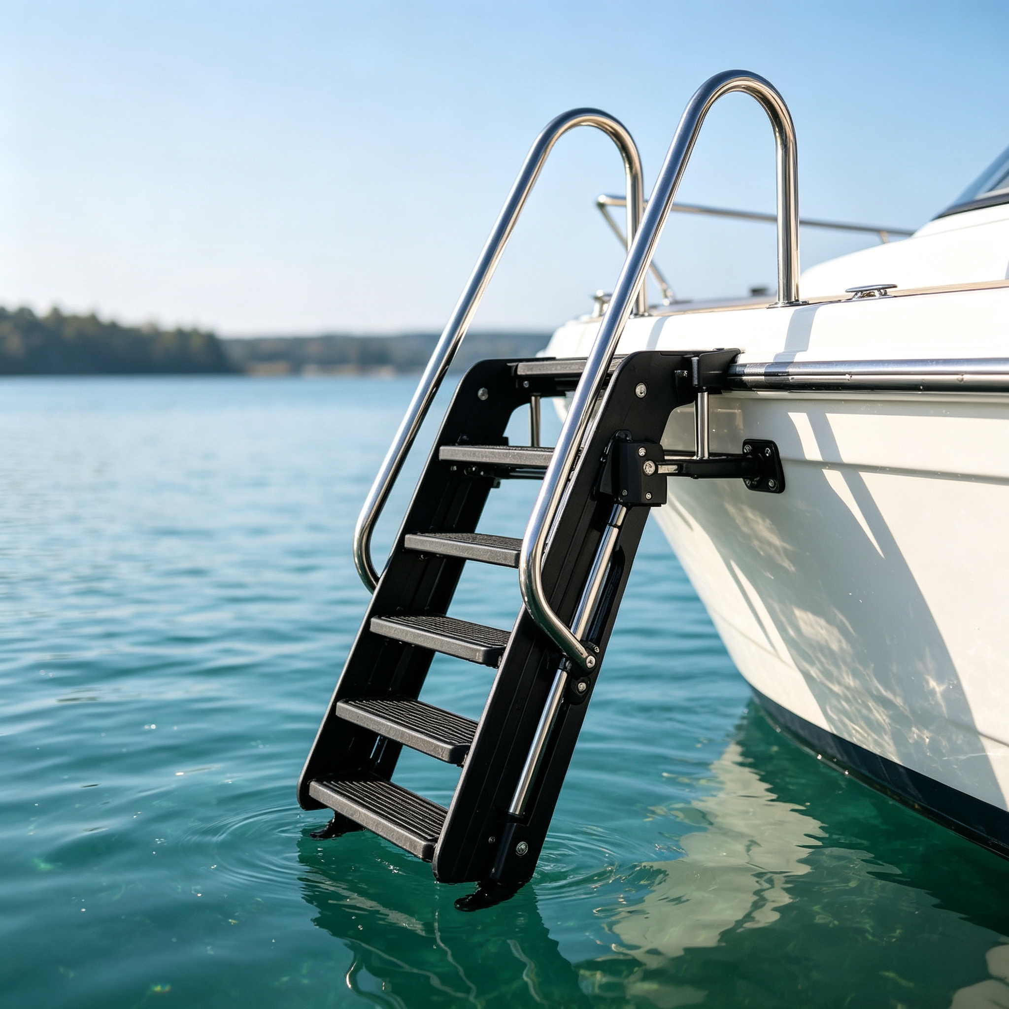 Pontoon Boat Boarding Ladder – Wide Anti-Slip Marine Stair System