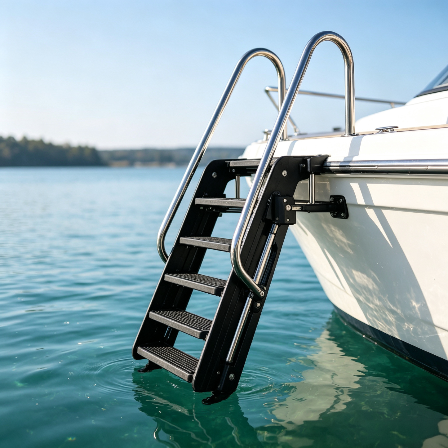 Pontoon Boat Boarding Ladder – Wide Anti-Slip Marine Stair System