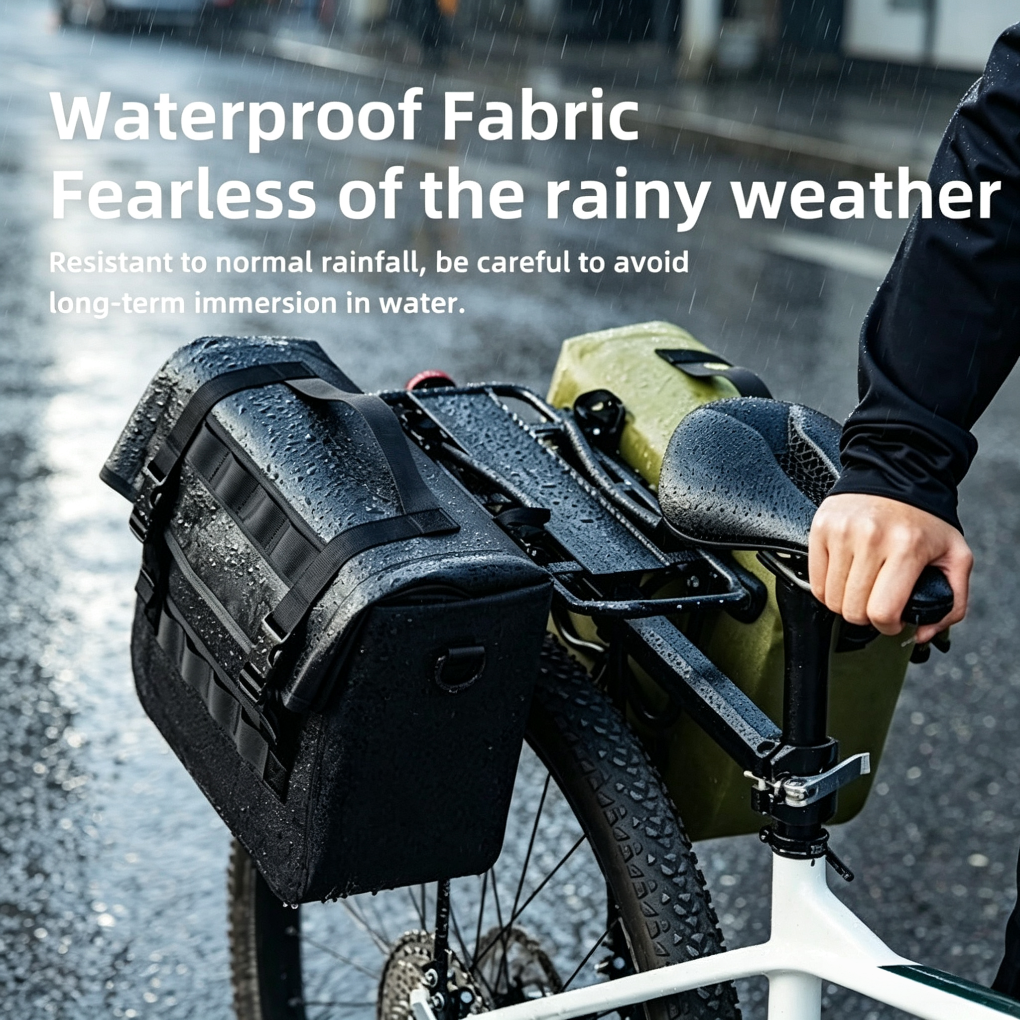 Expandable Waterproof Bike Pannier – 9L to 15L Rear Rack Bag with Shoulder Strap 🚴🎒🌧️