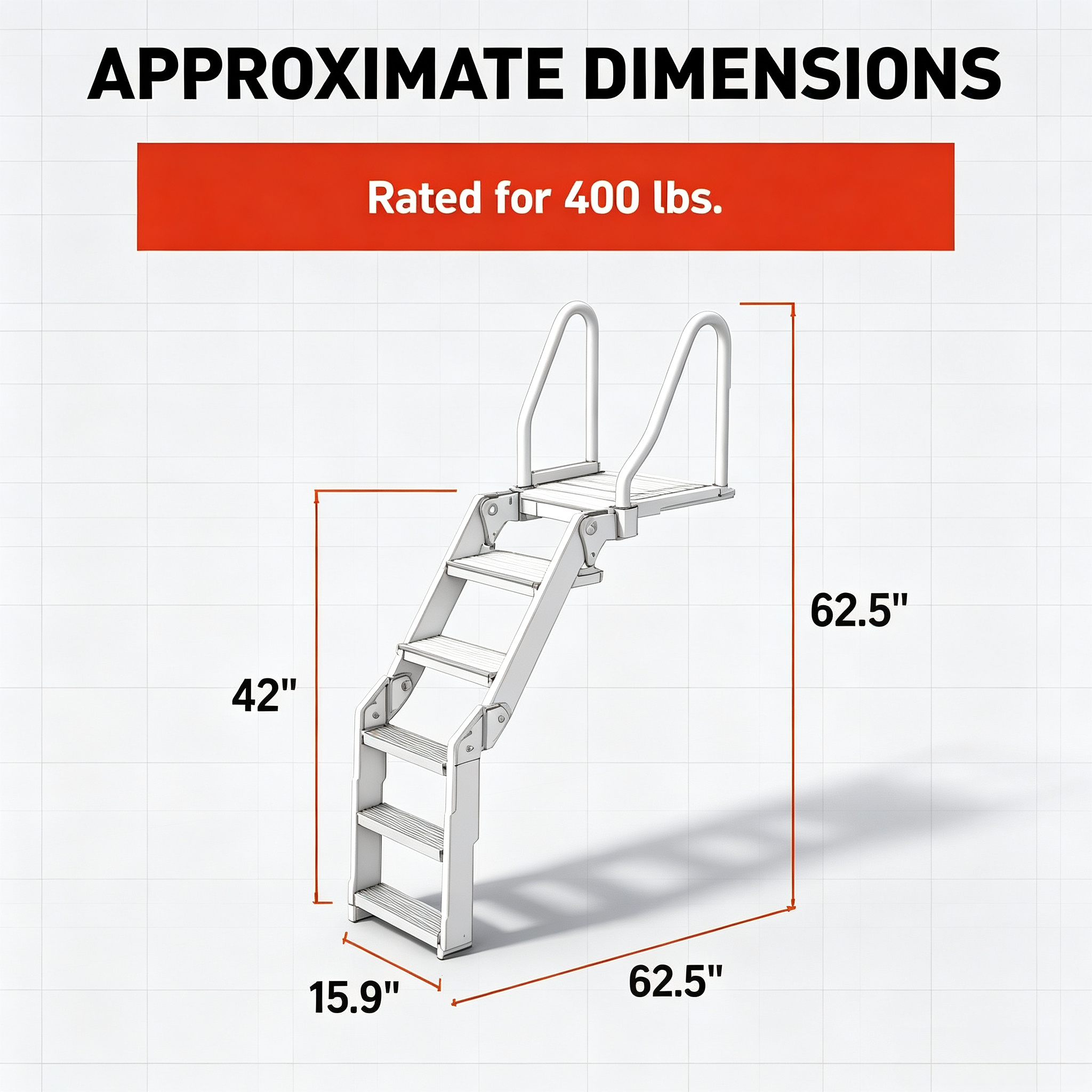 Pontoon Boat Boarding Ladder – Wide Anti-Slip Marine Stair System