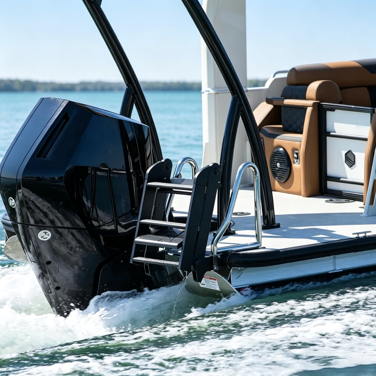 Pontoon Boat Boarding Ladder – Wide Anti-Slip Marine Stair System