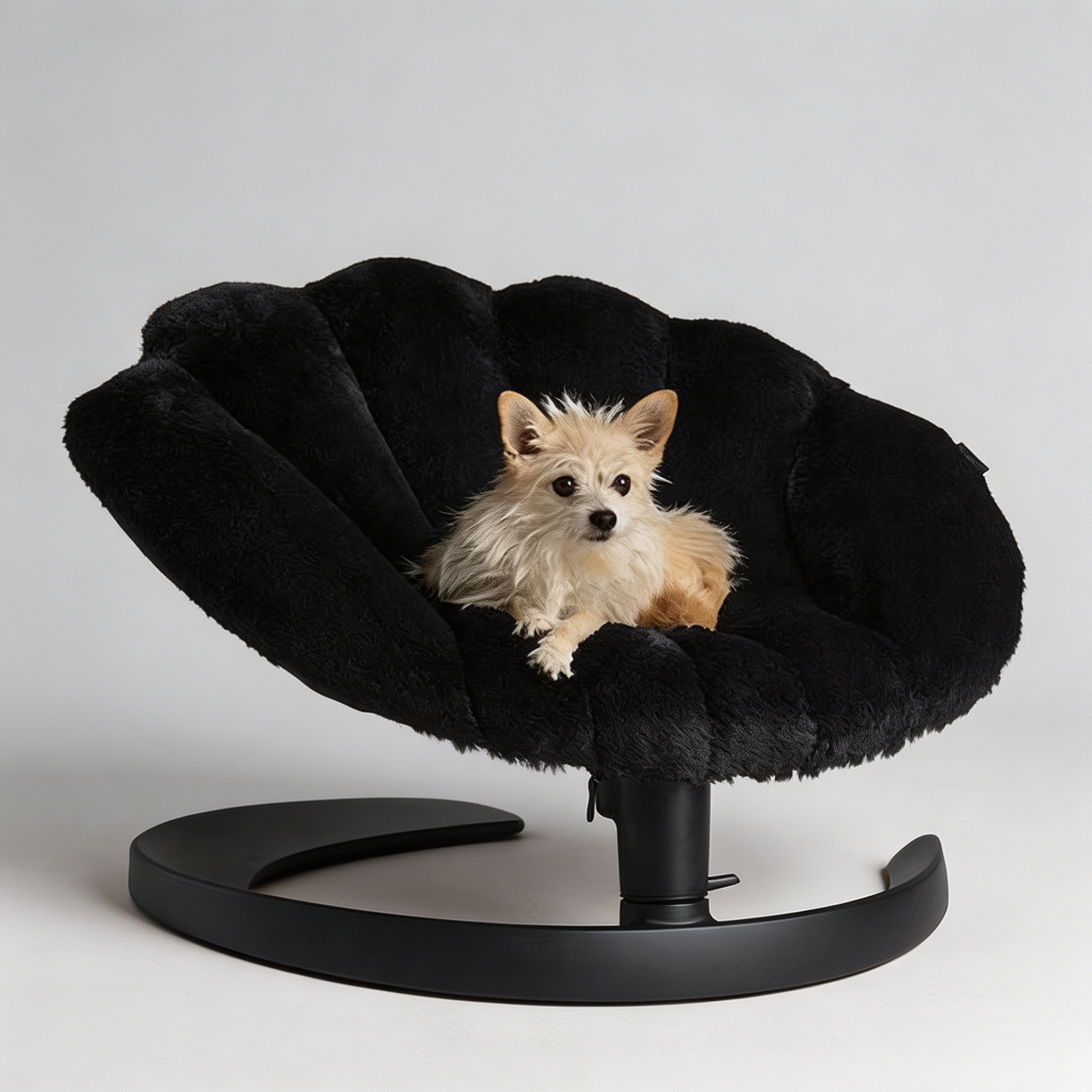 Pet relaxing on swaying elevated lounger