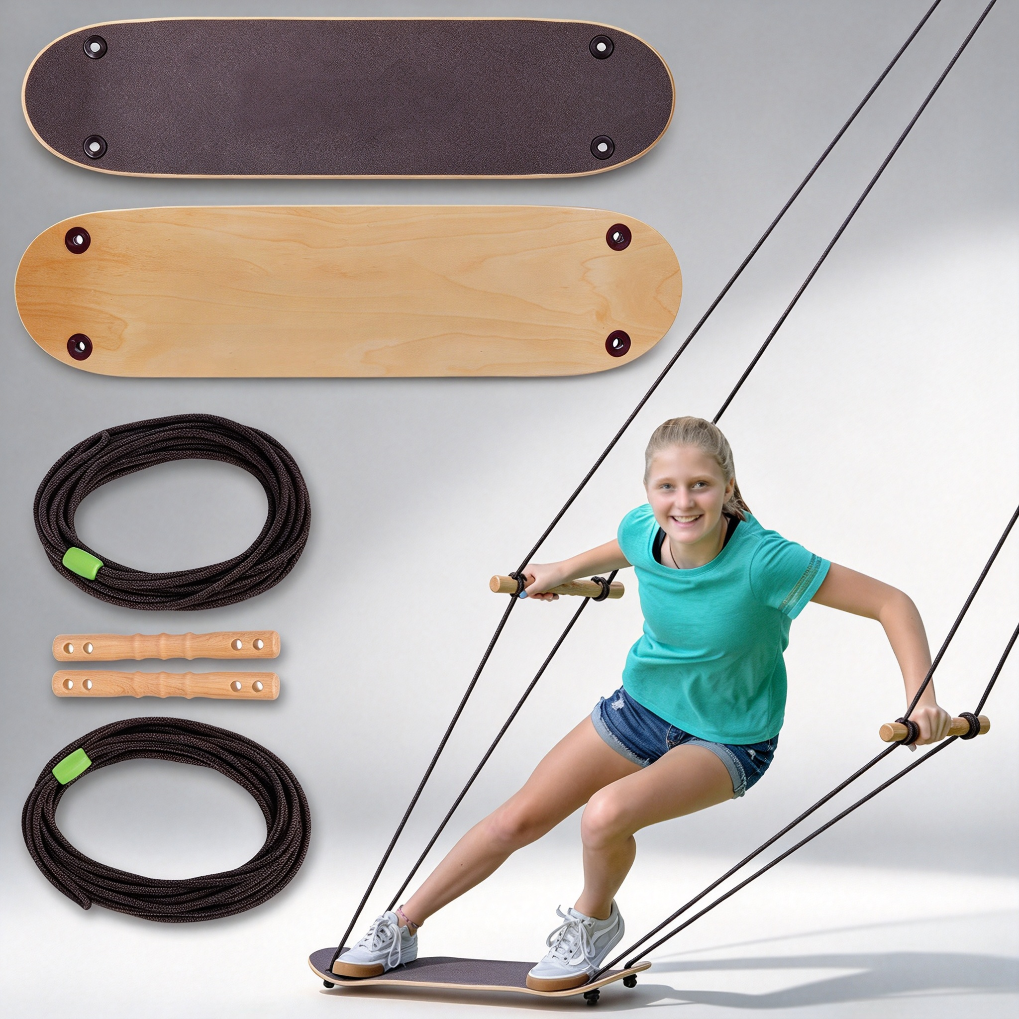 Stand-Up Skateboard Swing – 31" Maple Deck, 200 lbs Capacity, Ages 6+