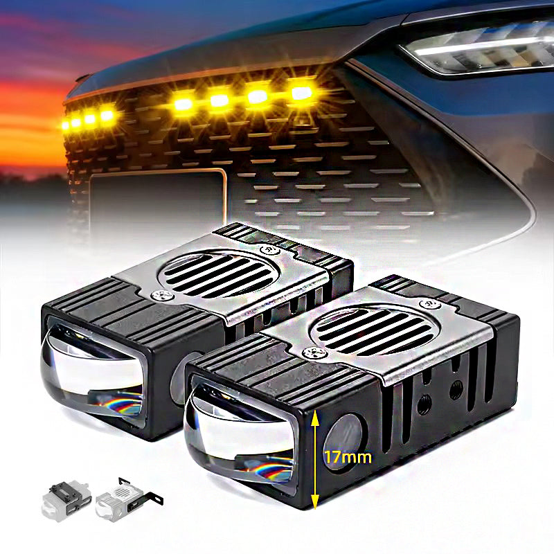 Shockproof, high-lumen, flickering white and yellow beam fog lights