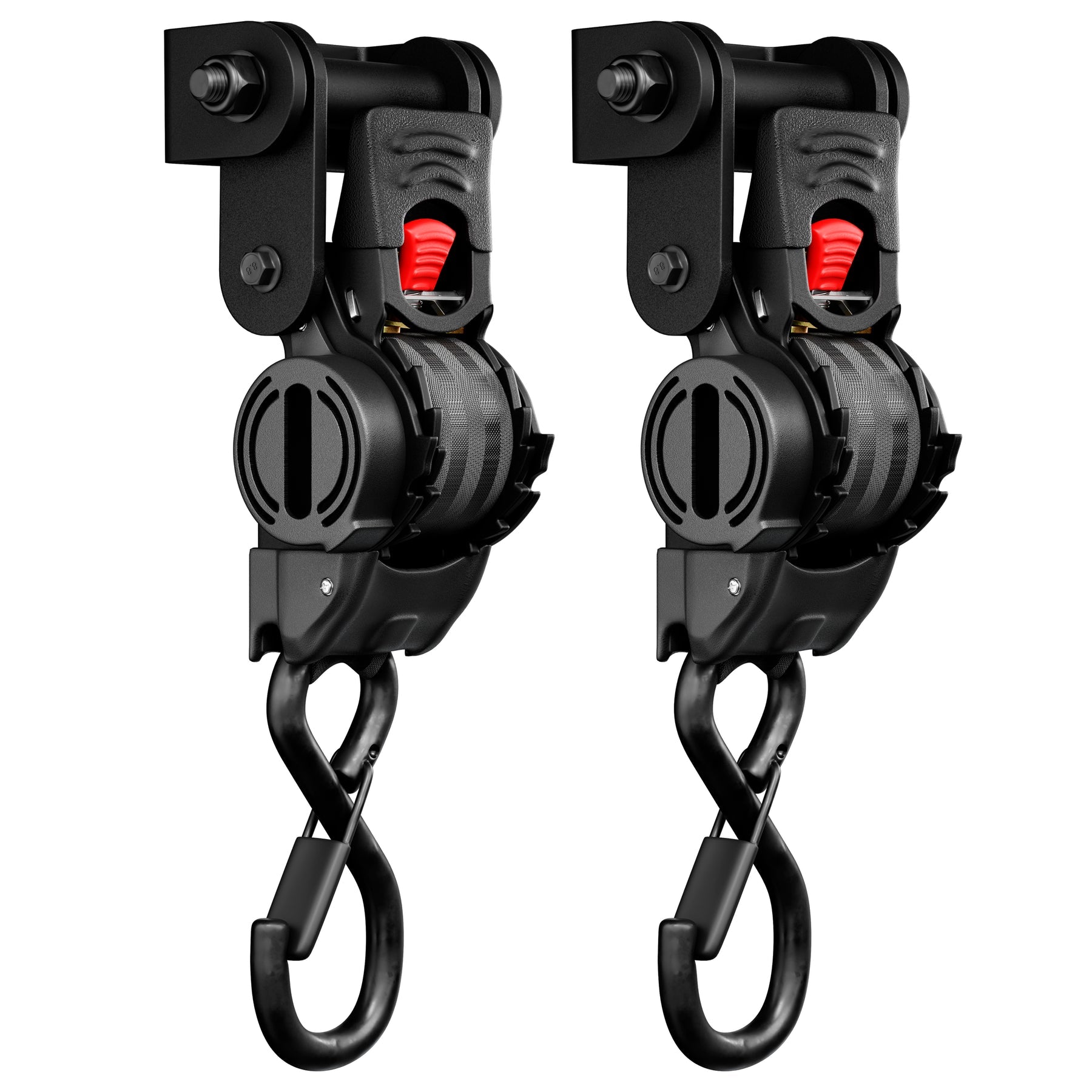 Integrated Retractable Tie-Down Strap with Universal Swivel Joint