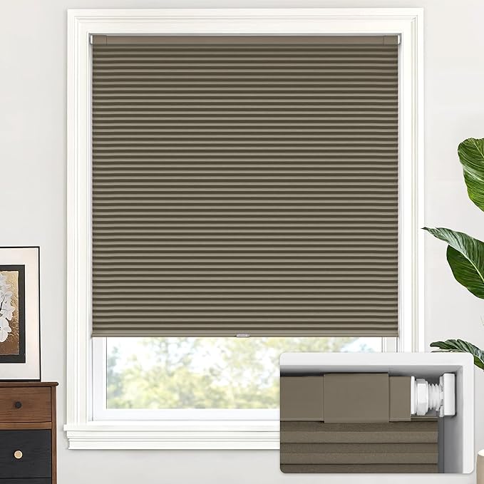 Cordless honeycomb blinds can be installed without tools or drilling