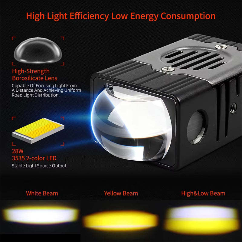 Shockproof, high-lumen, flickering white and yellow beam fog lights