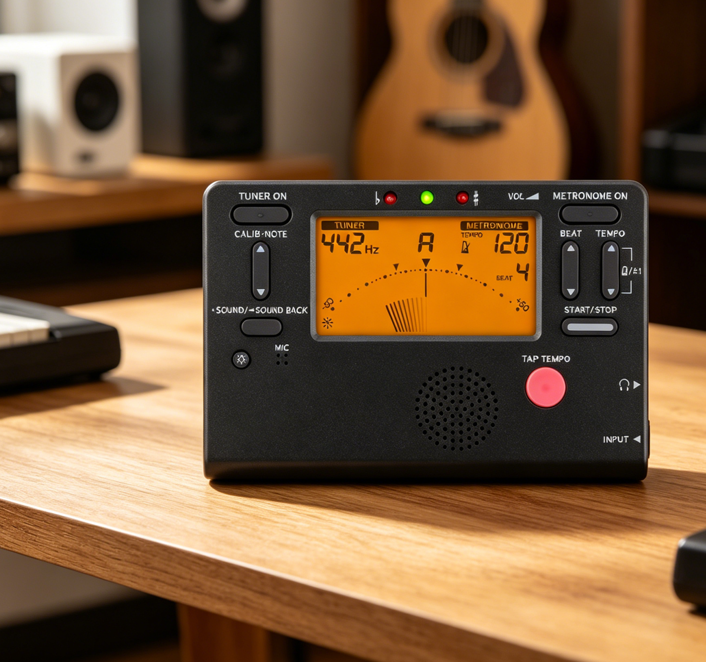 Combination instrument tuner metronome