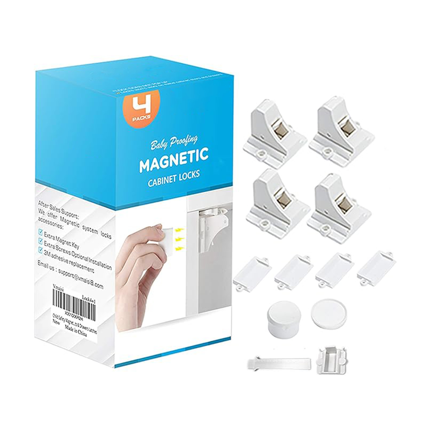 Adhesive baby safety cabinet door and drawer latches