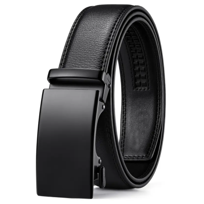 Men's belt, genuine leather ratchet, easy-open design