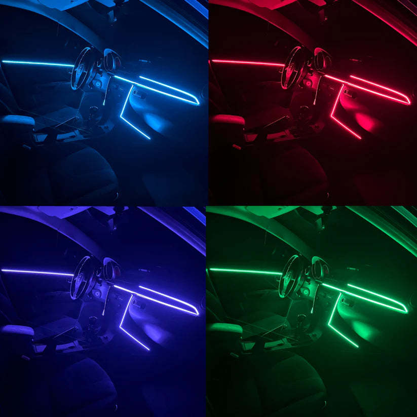 Ambient Glow Car Light Strips – Customizable Multicolor LED Kit