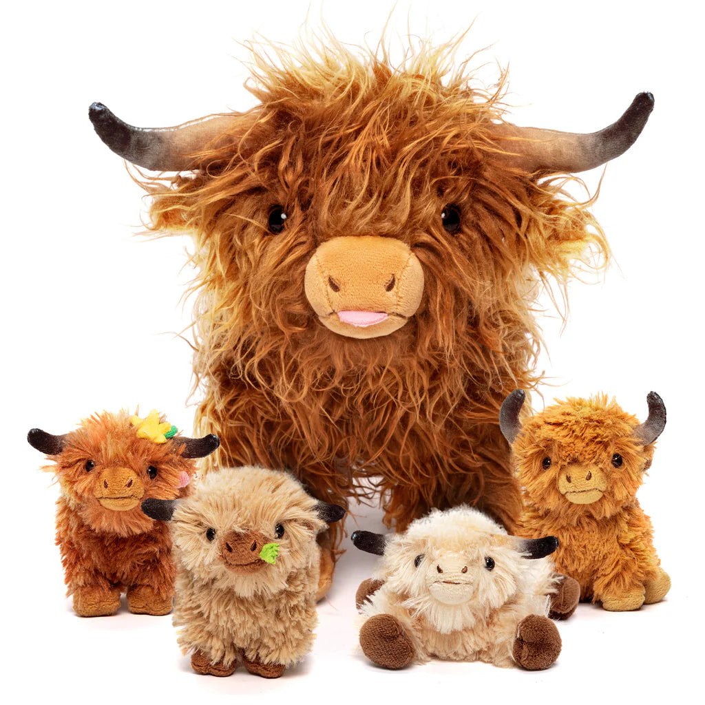 Mama Highland Cow & Her 4 Surprise Babies Plush Set 🐮💖