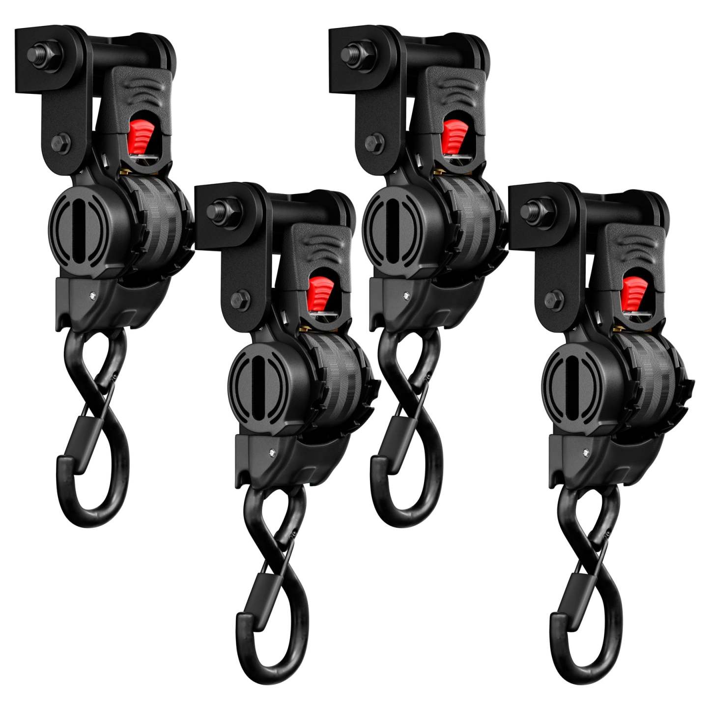 Integrated Retractable Tie-Down Strap with Universal Swivel Joint
