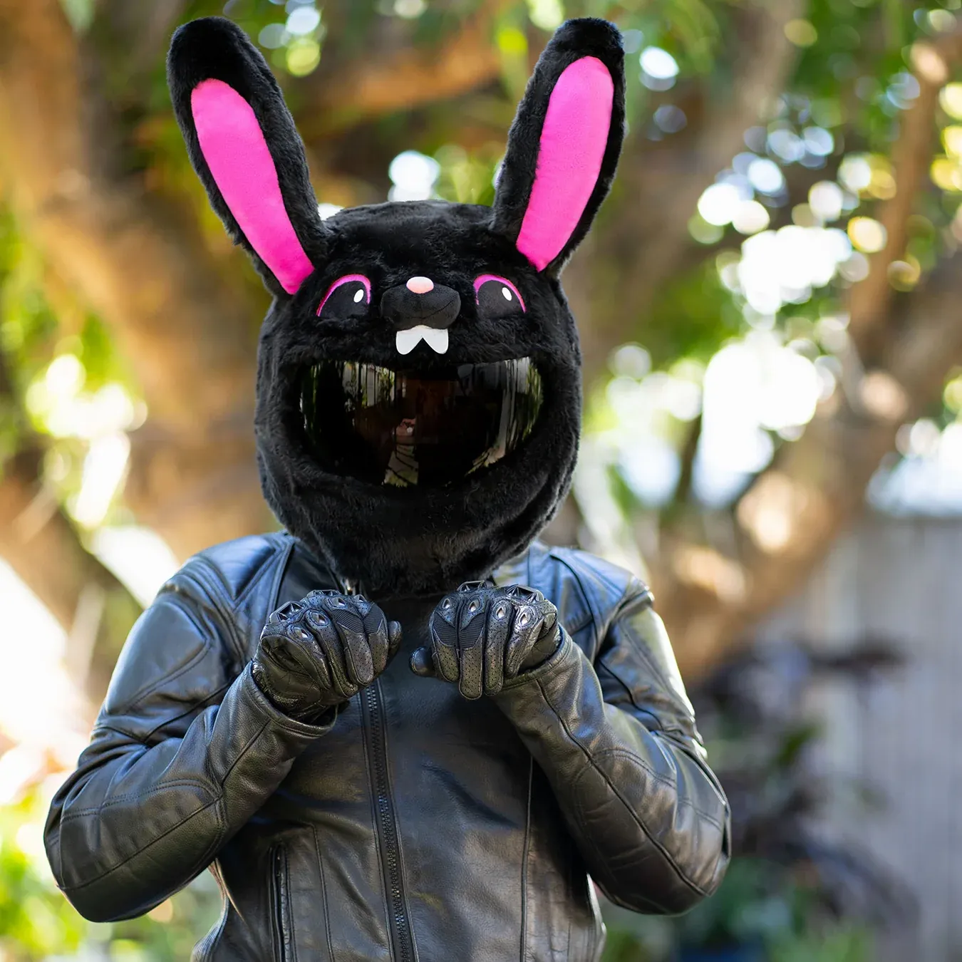Motorcycle Helmet Cover - Black Bunny