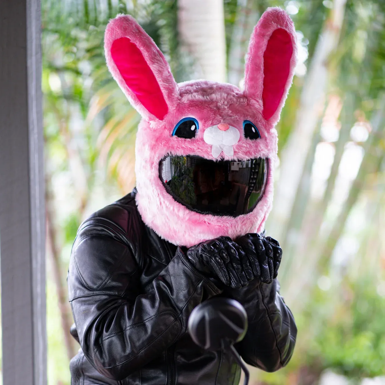 Motorcycle Helmet Cover - Pink Bunny
