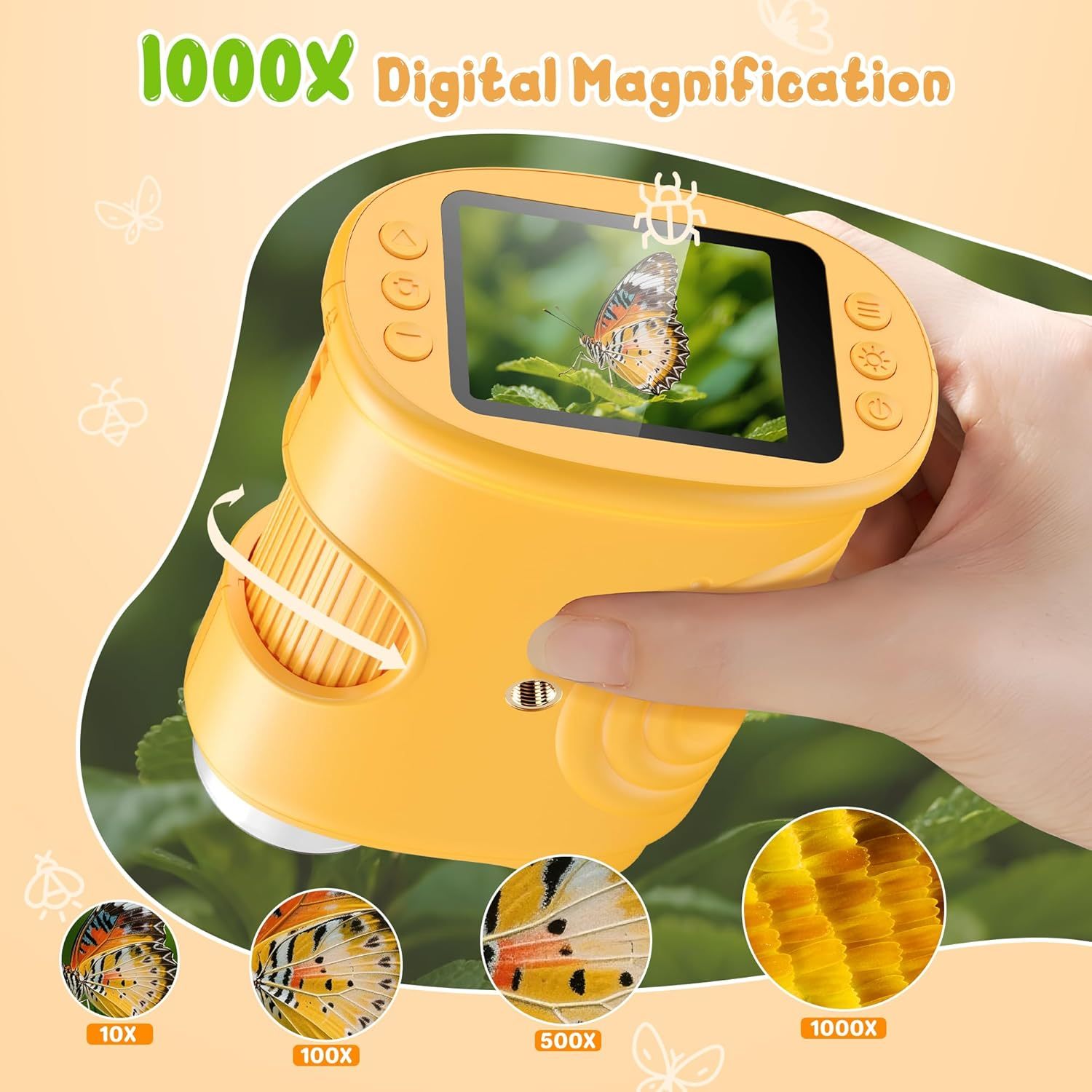 Kids’ Handheld Digital Microscope – 1000X Magnification with 2" Screen