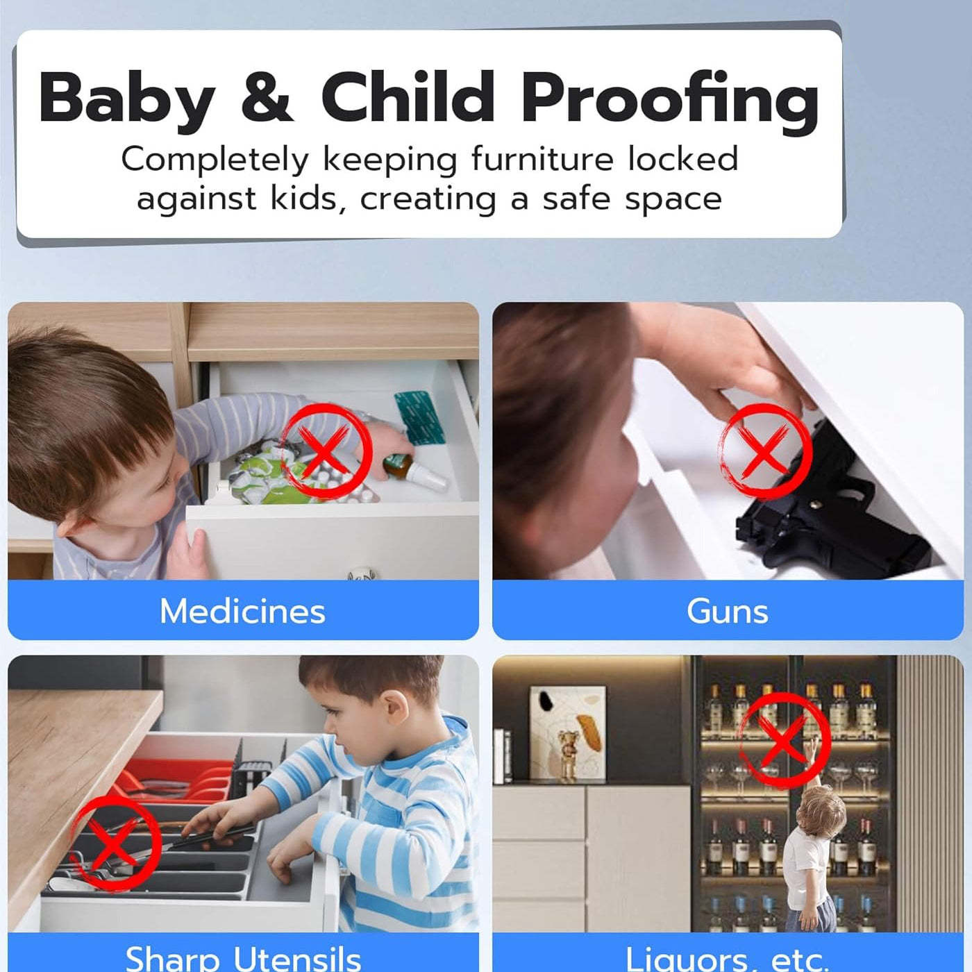 Smart Cabinet Lock – Hidden No-Drill Adhesive Child Safety Lock