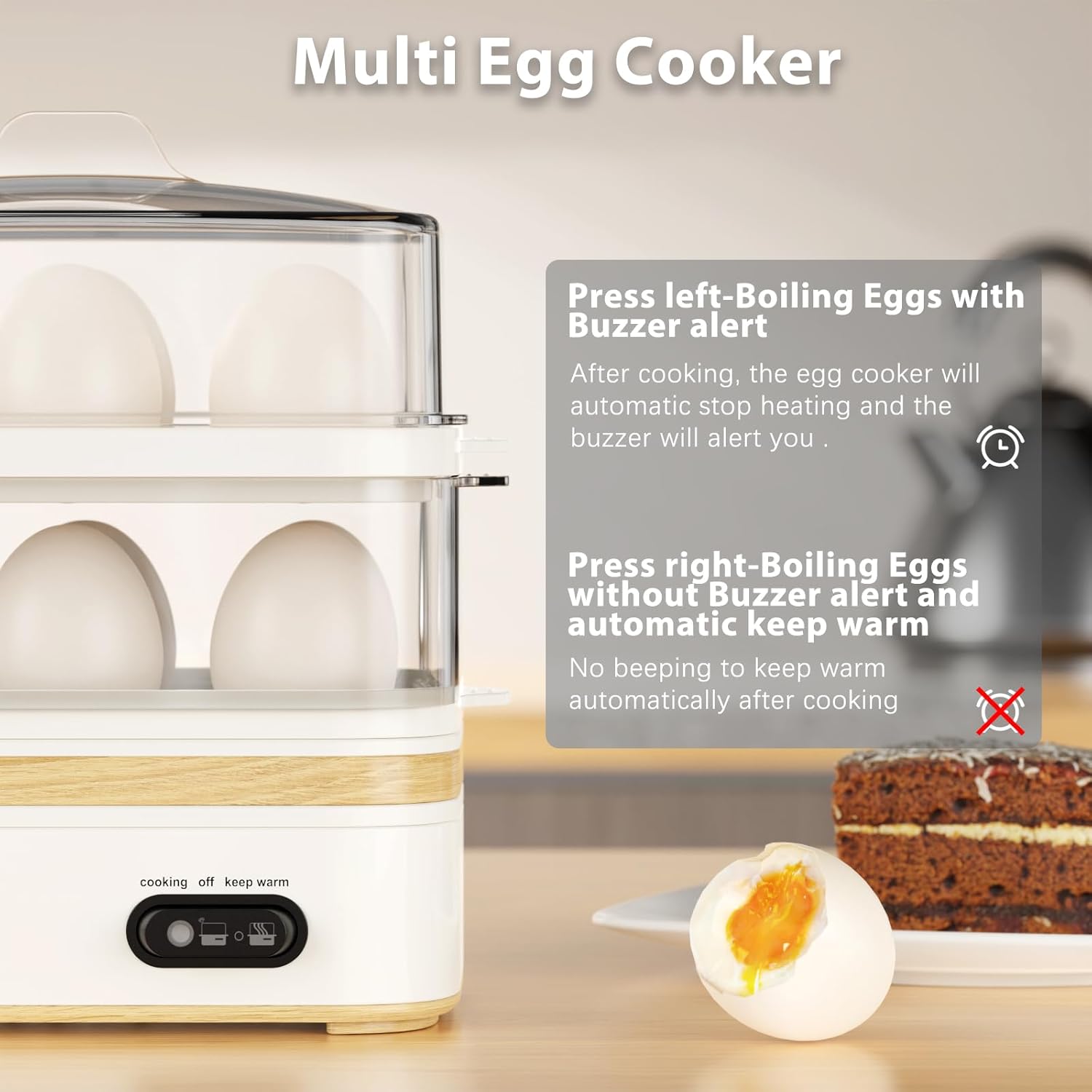 Electric rapid egg cooker, 12-egg capacity