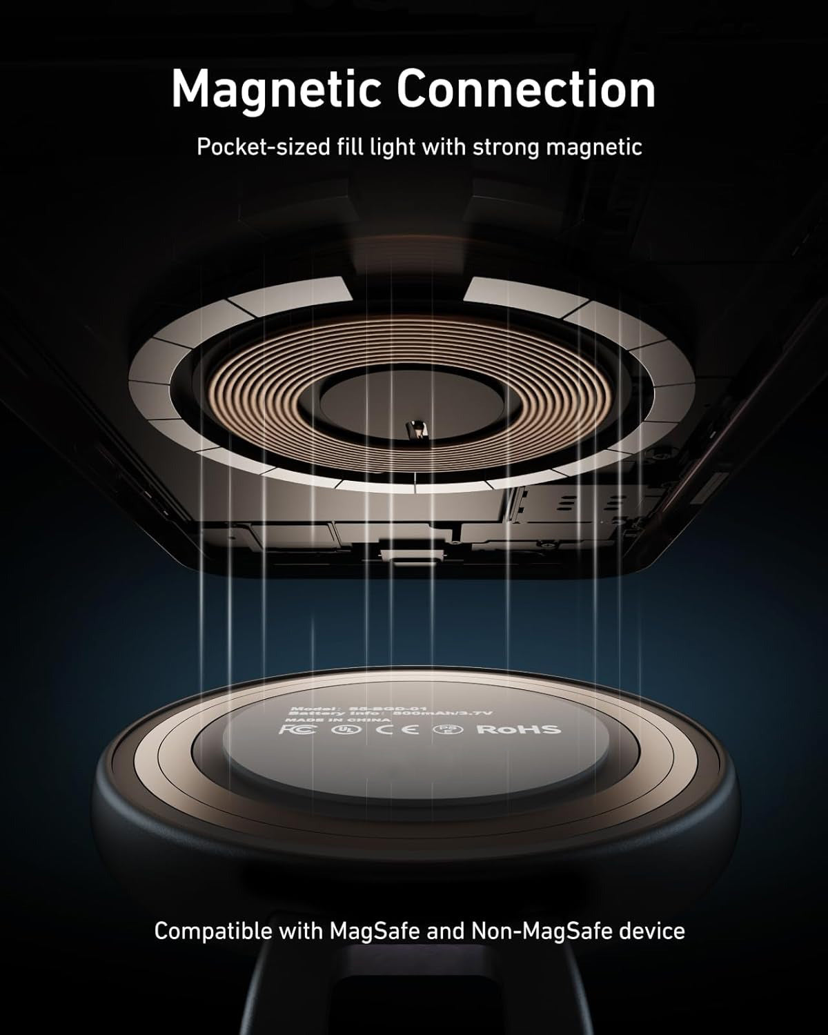 Magnetic Selfie Fill Light with Built-In Mirror