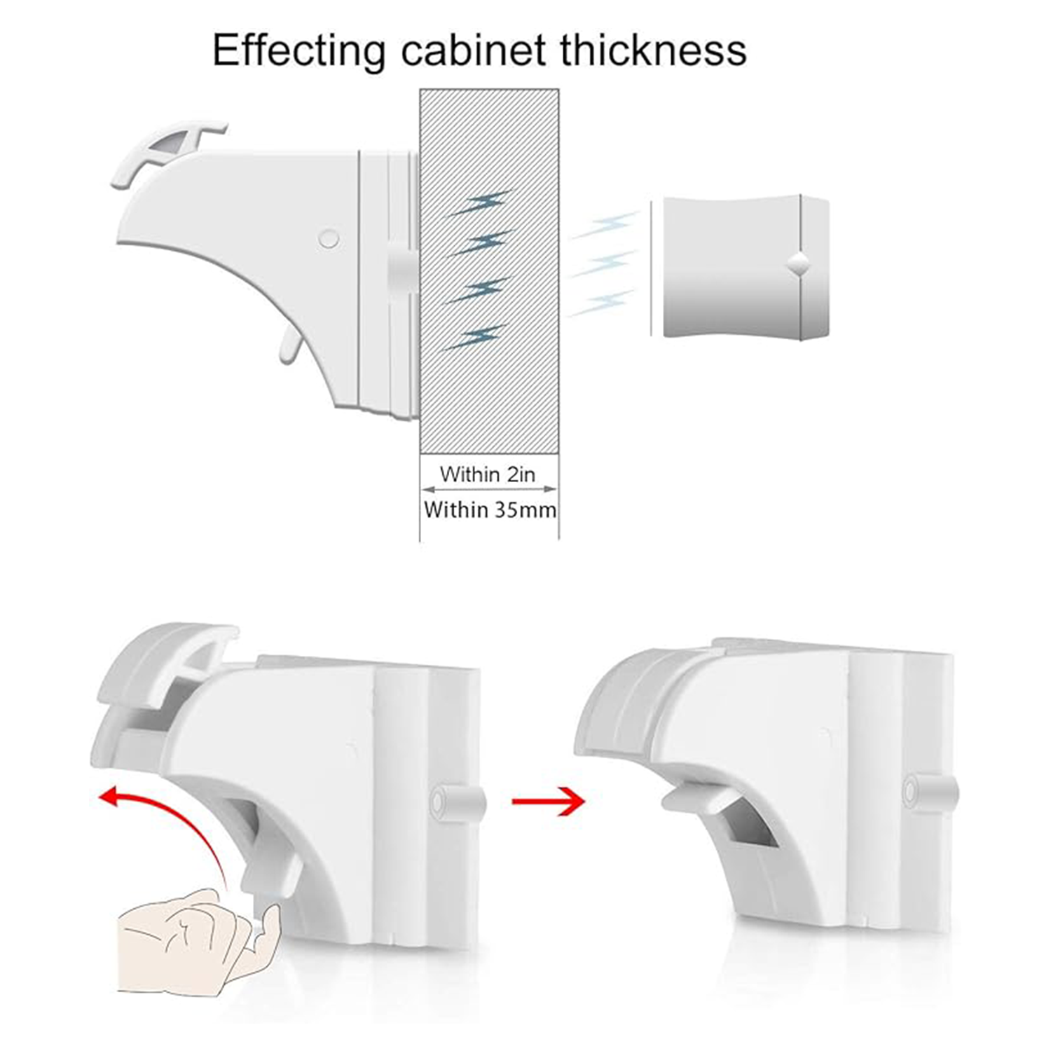 Adhesive baby safety cabinet door and drawer latches