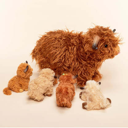 Mama Highland Cow & Her 4 Surprise Babies Plush Set 🐮💖