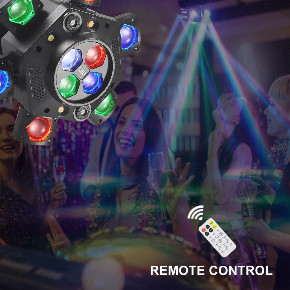 🎧 Ultimate 4-in-1 Moving Head DJ Light | 150W RGBW 6 Arms & Bee-Eyes Effect | Stage Lighting for Parties, Weddings & Clubs