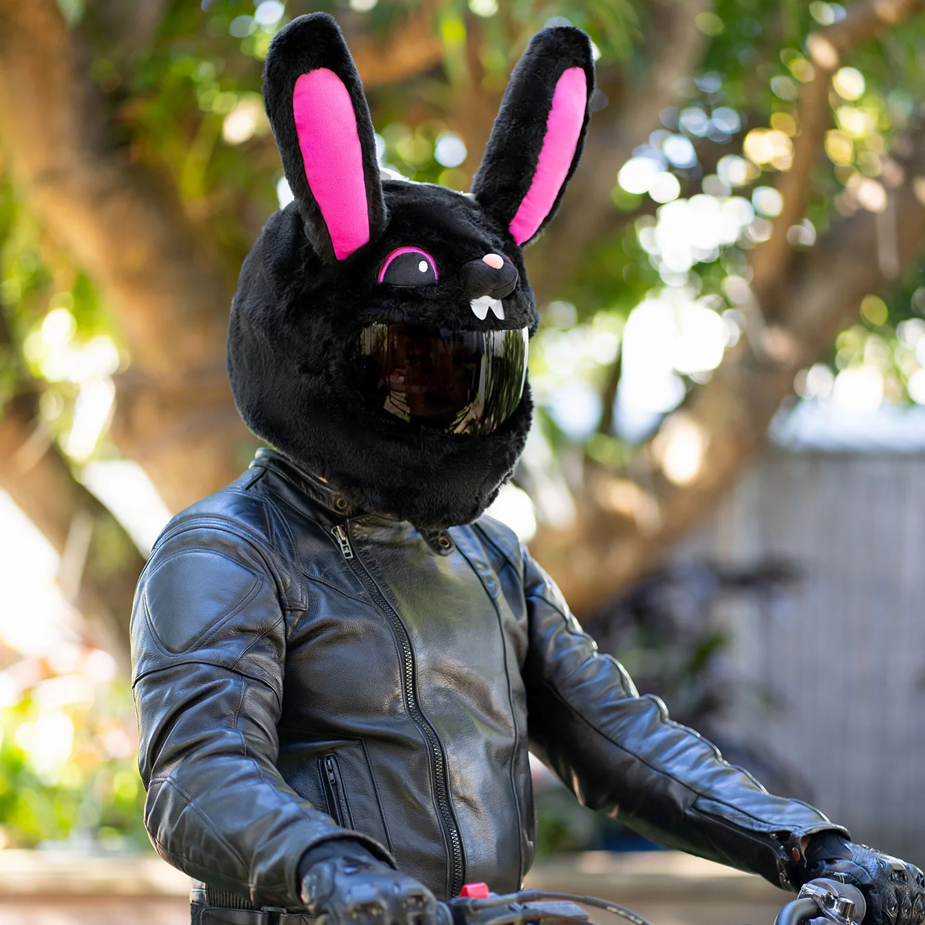 Motorcycle Helmet Cover - Black Bunny