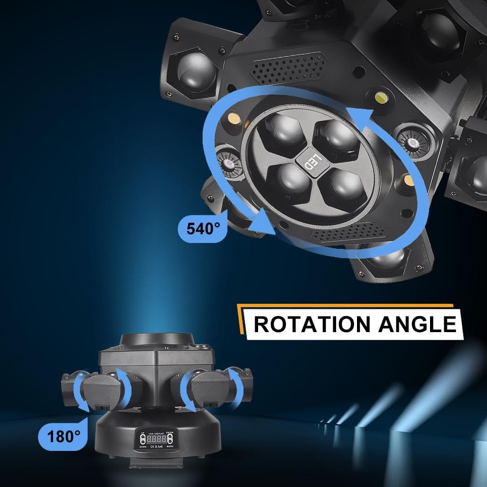 🎧 Ultimate 4-in-1 Moving Head DJ Light | 150W RGBW 6 Arms & Bee-Eyes Effect | Stage Lighting for Parties, Weddings & Clubs