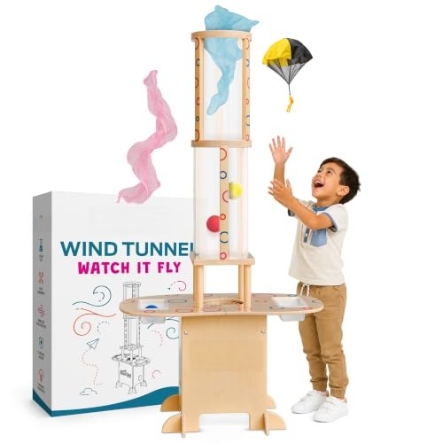Kids' Wind Tunnel Science Toy, Wooden Airflow Explorer & Hands-On STEM Experiment Set