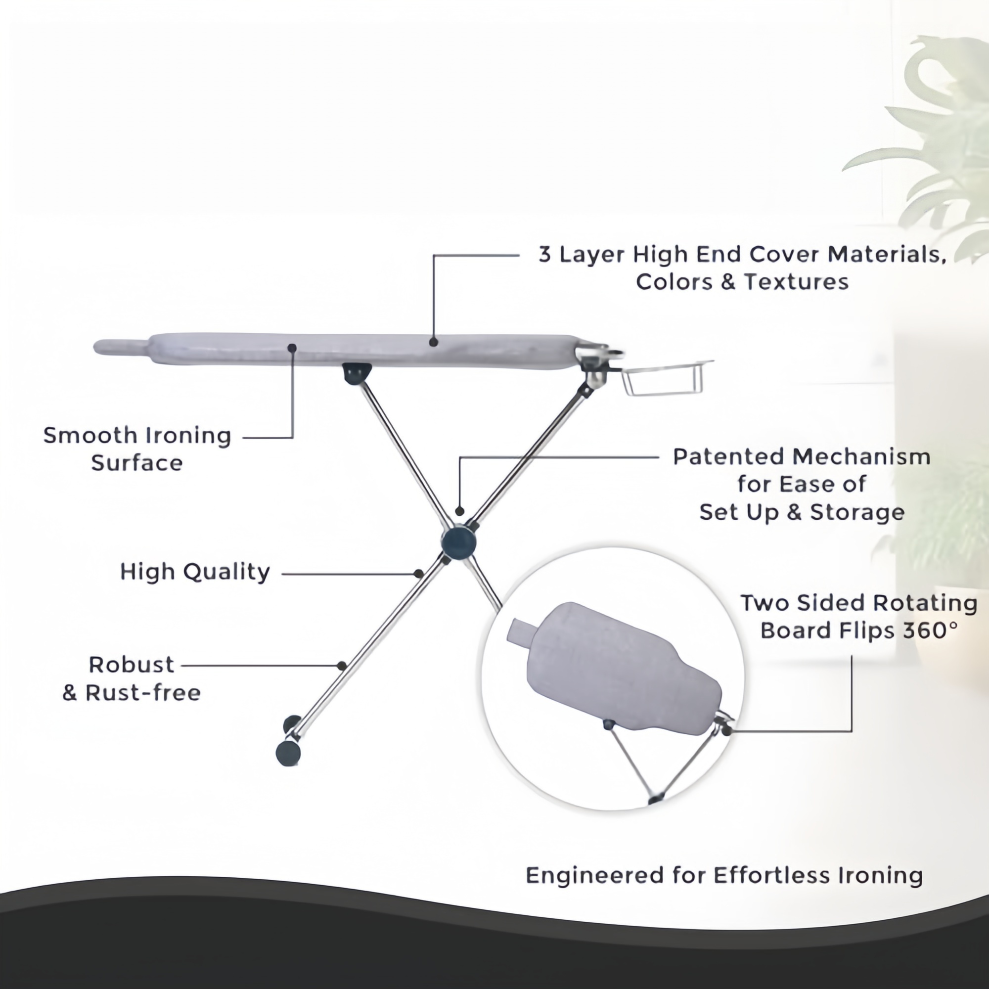 360° Rotating Dual-Sided Ironing Board – Ergonomic Torso-Shaped Pressing Station