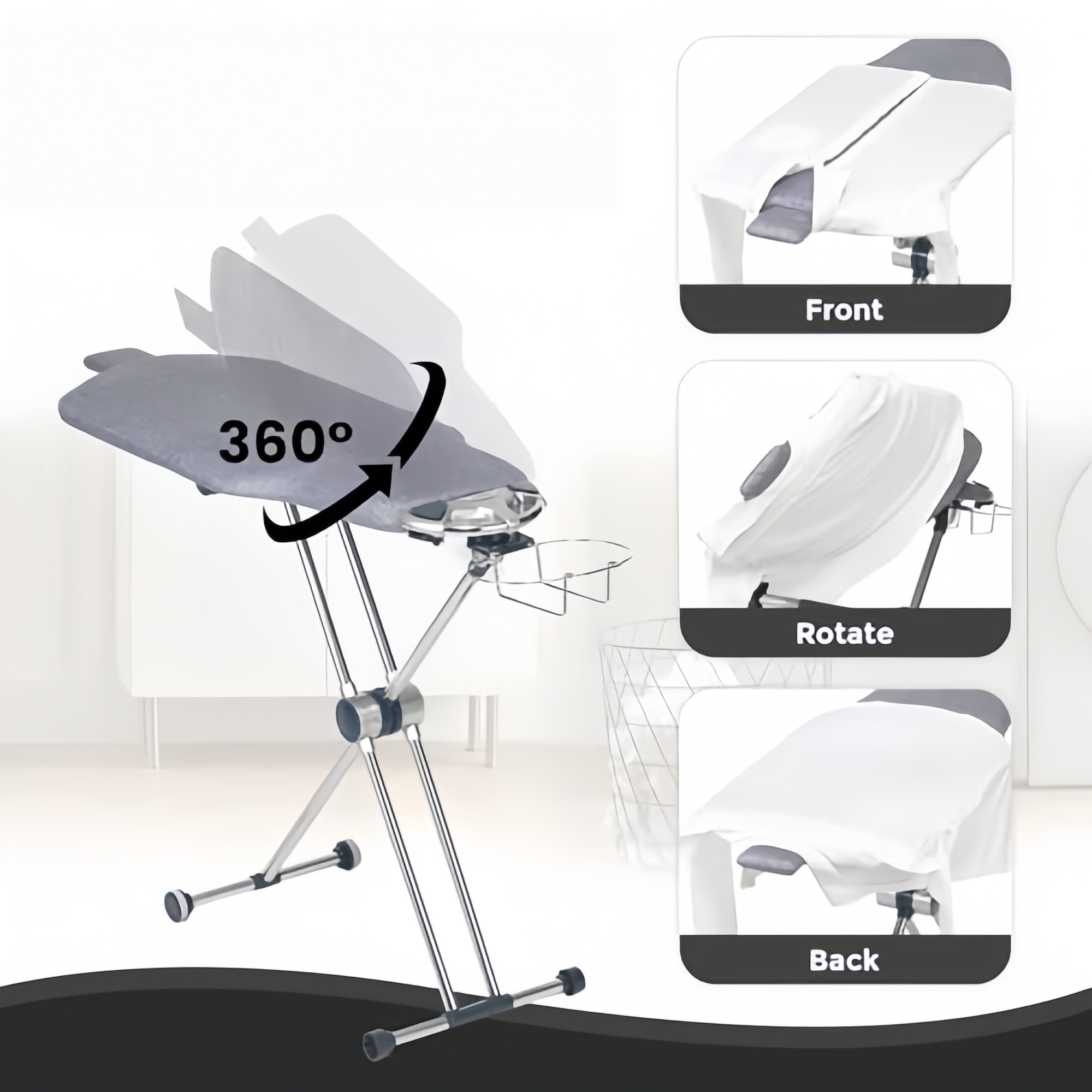 360° Rotating Dual-Sided Ironing Board – Ergonomic Torso-Shaped Pressing Station