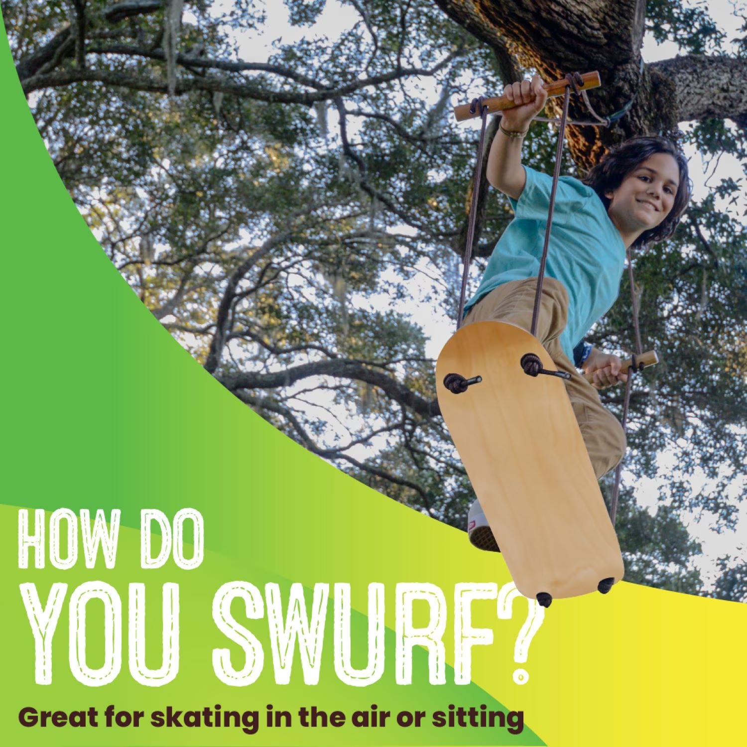Stand-Up Skateboard Swing – 31" Maple Deck, 200 lbs Capacity, Ages 6+